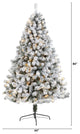 7' Flocked West Virginia Fir Artificial Christmas Tree With 350 Clear LED Lights
