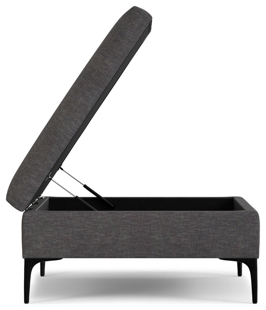Rebecca Coffee Table Storage Ottoman With Lift Up Lid, Slate Grey