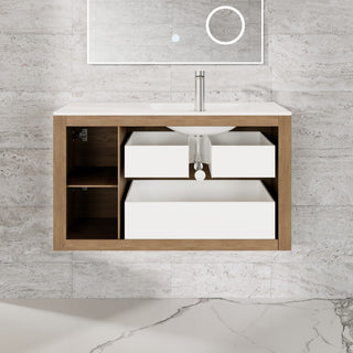 Eviva Prancer 36" Oak Wall Mount Bathroom Vanity