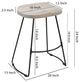 24" Backless Counter Stool Whitewashed Mango Wood Saddle Seat Black Metal