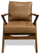 Nativa Interiors Biscayne Mid-Century Modern Geniune Leather Chair, Caramel