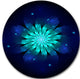 Fractal Flower Blue N Turquoise, Floral Art Round Metal Wall Art, 23"