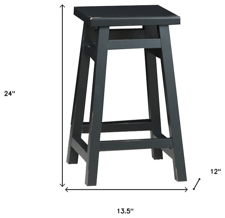 24" Black Solid Wood Backless Counter Height Bar Chair
