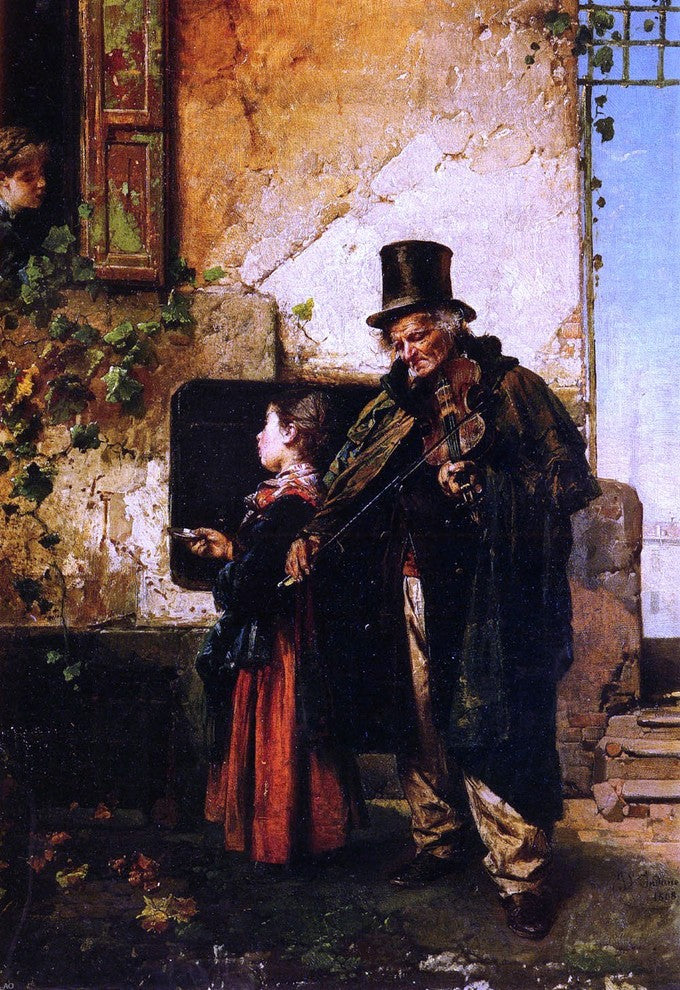 Domenico Induno The Old Musician Wall Decal