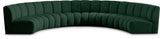 Infinity Black Boucle Fabric Upholstered Arc Shaped Modular Sectional, Green, 6-Piece, Arc-Shaped