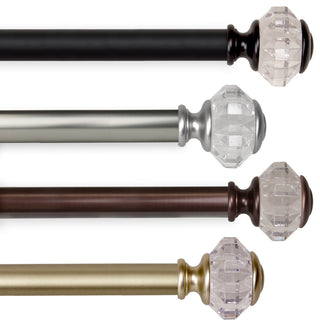 Lyla 1" Diameter Curtain Rod, Black, 120-170"
