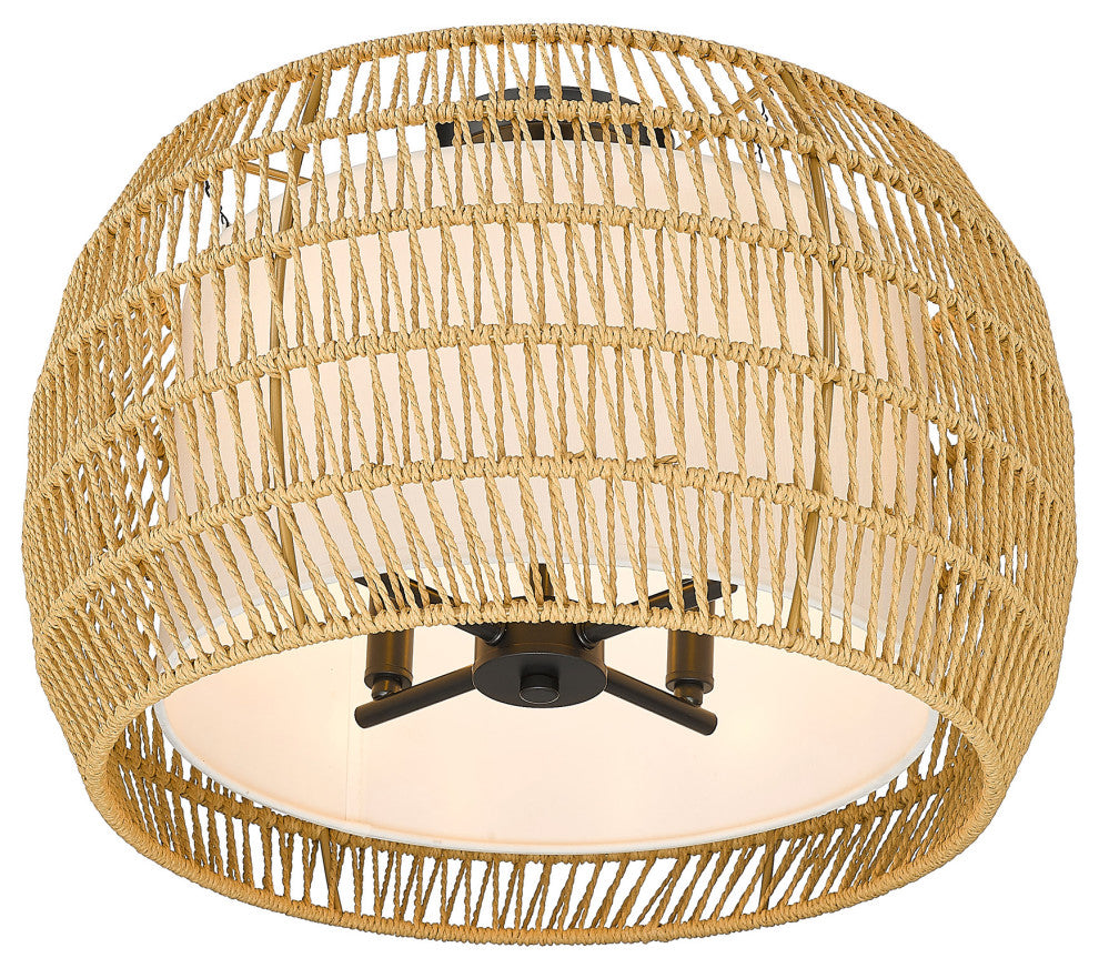 Everly 4-Light Semi-Flush With Natural Rattan Shade