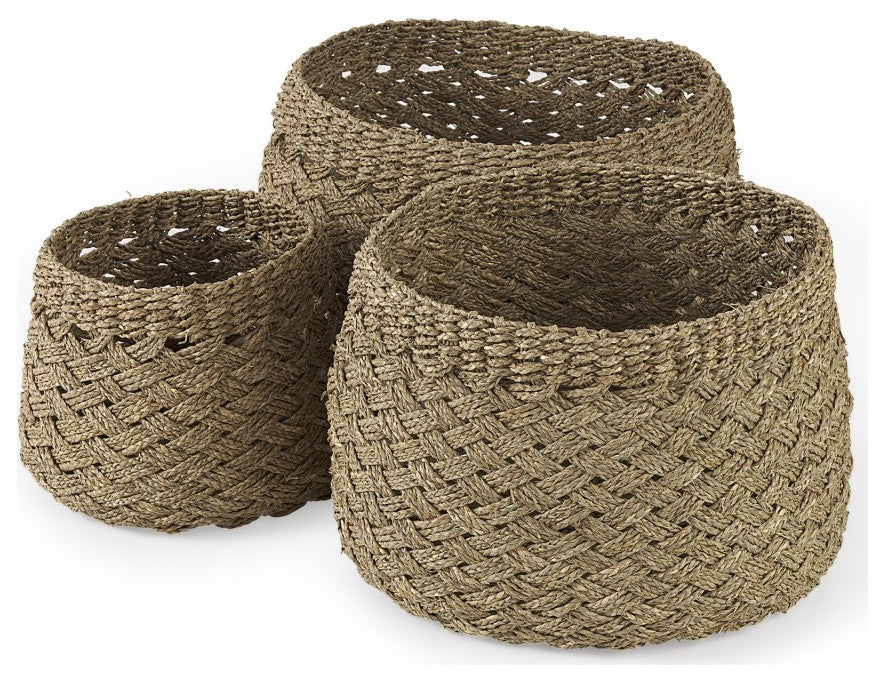 Set of Three Woven Wicker Storage Baskets