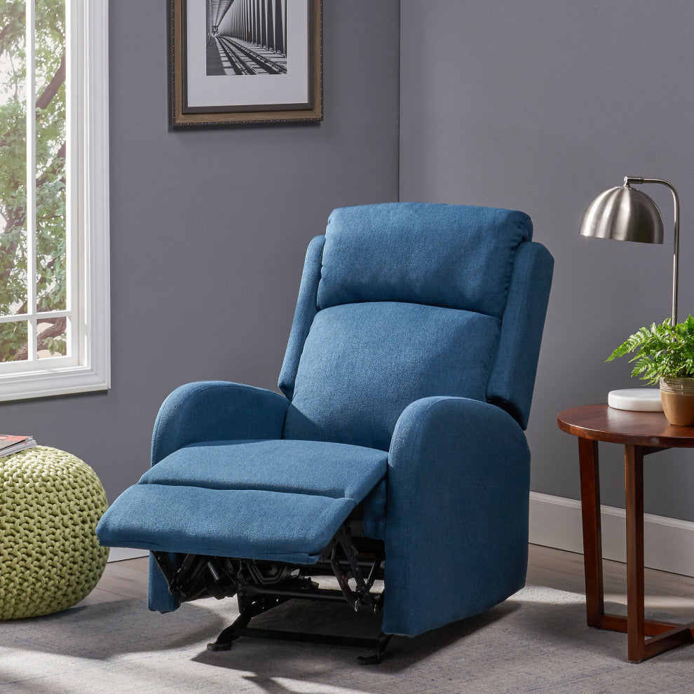 GDF Studio Ava Fabric Rocking Recliner, Navy Blue/Black