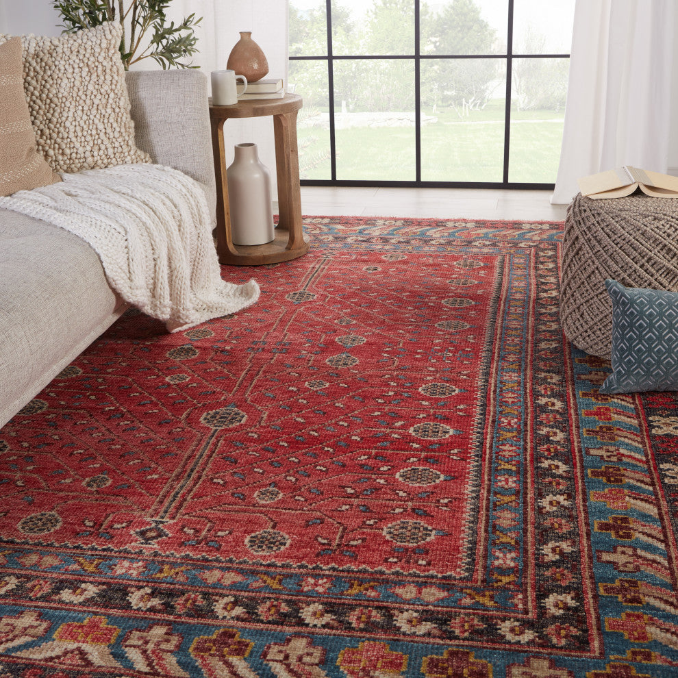 Jaipur Living Donte Hand-Knotted Oriental Red/ Blue Area Rug, 10'x14'