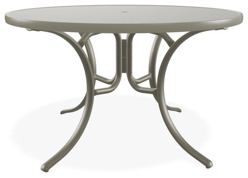 48" Round Hammered  Outdoor Dining Table with Umbrella Hole, Storm