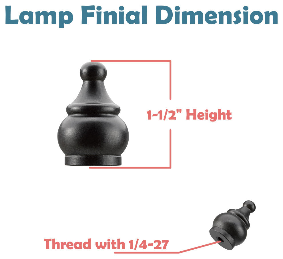 24017-32, Set of 2 Steel Lamp Finial, Oil Rubbed Bronze Finish, 1 1/2" Tall