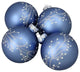 Branch Pattern on a Slate Blue Glass Ornaments, 3.25", Set of 4