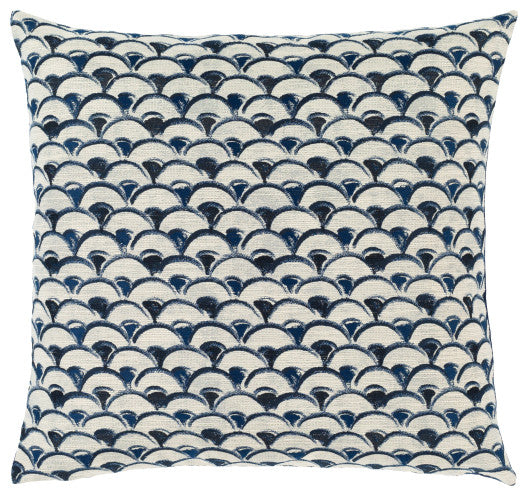 Surya Sanya Bay Navy Pillow Shell With Polyester Insert 18"H X 18"W