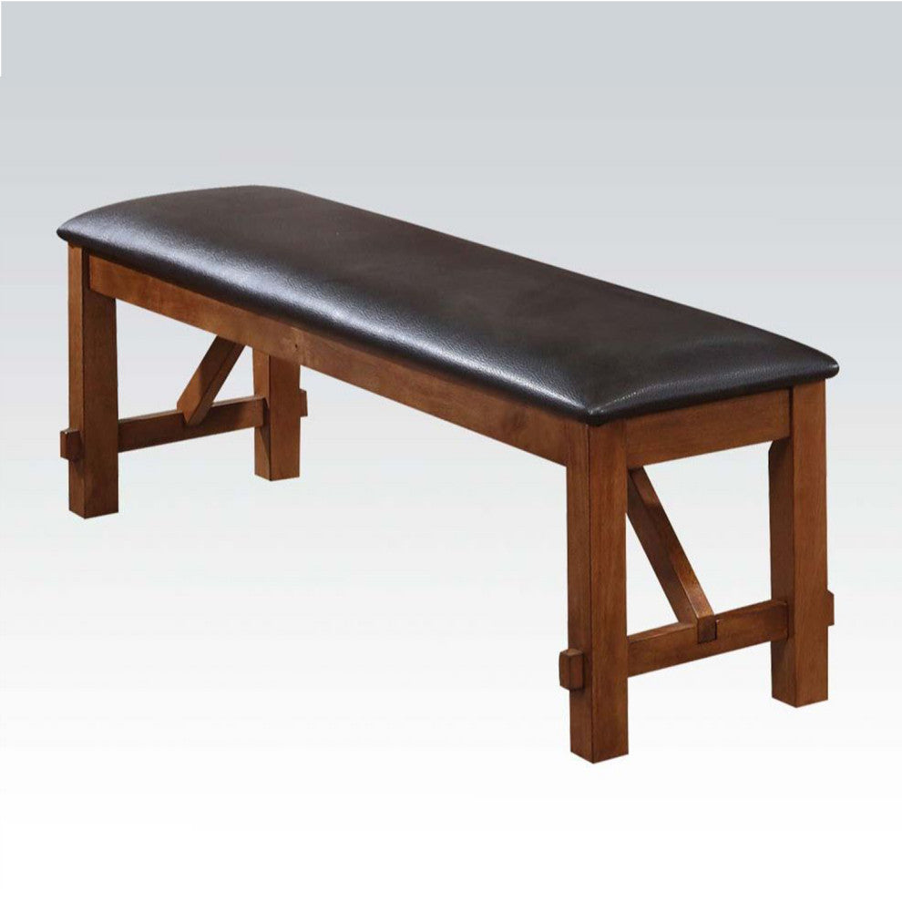Espresso PU Dining Bench, Walnut Finish