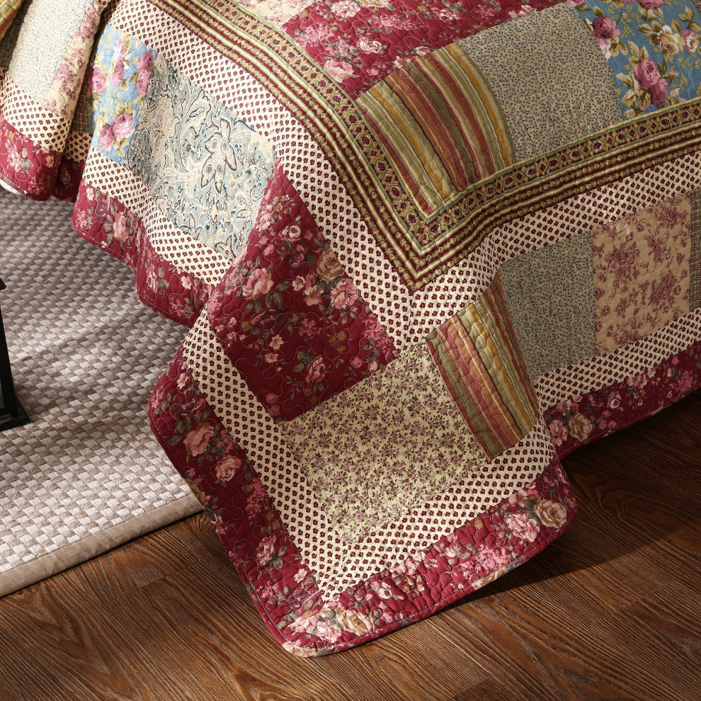 Tache Charming Fairy Tale Tea Party Patchwork Quilt Set, Queen