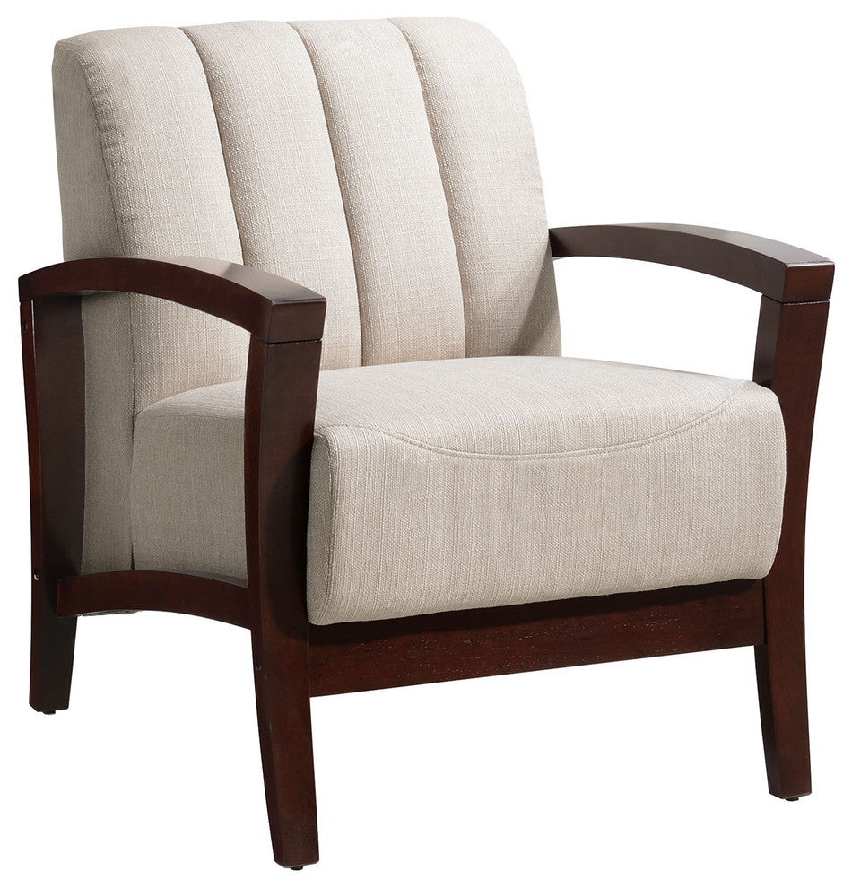 Modern Walnut Taupe Enamor Upholstered Fabric Armchair