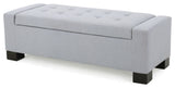 GDF Studio Guernsey Contemporary Tufted Fabric Storage Ottoman Bench, Light Gray