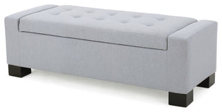 GDF Studio Guernsey Contemporary Tufted Fabric Storage Ottoman Bench, Light Gray