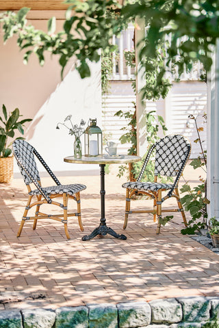 Sofie Rattan Bistro Side Chair, Star Weave, Grey / Black / White