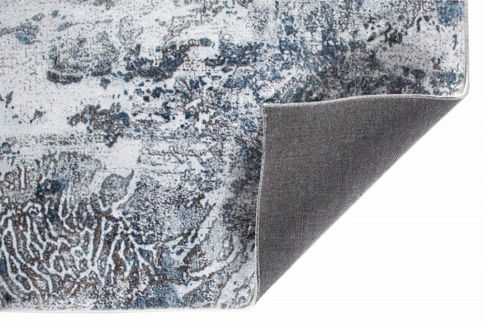 8"x10" Gray Blue Abstract Galaxy Area Rug