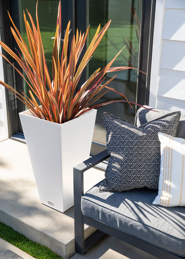 Midland Tall Square Planter, White, 30'', 2 Pack