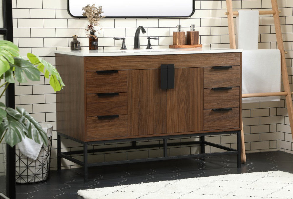 Home Living 22" Modern Walnut-Light Bathroom Vanity