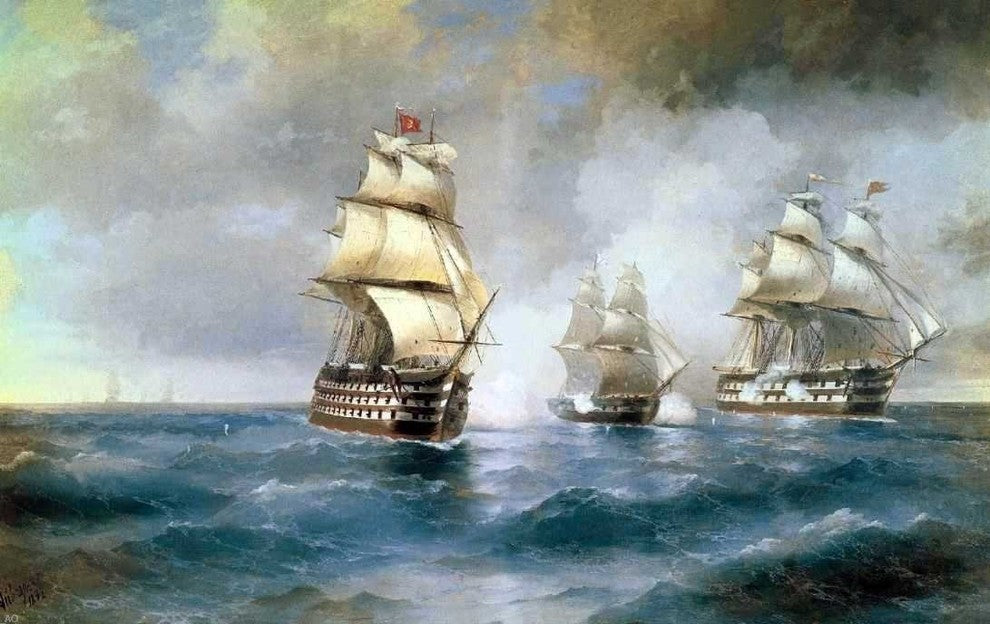 Ivan Constantinovich Aivazovsky Brig Mercury Attacked Wrapped Canvas, 18"x27"