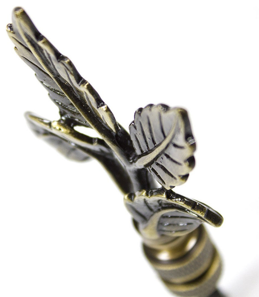 Leaves Lamp Finial Antique Brass Metal 3"h