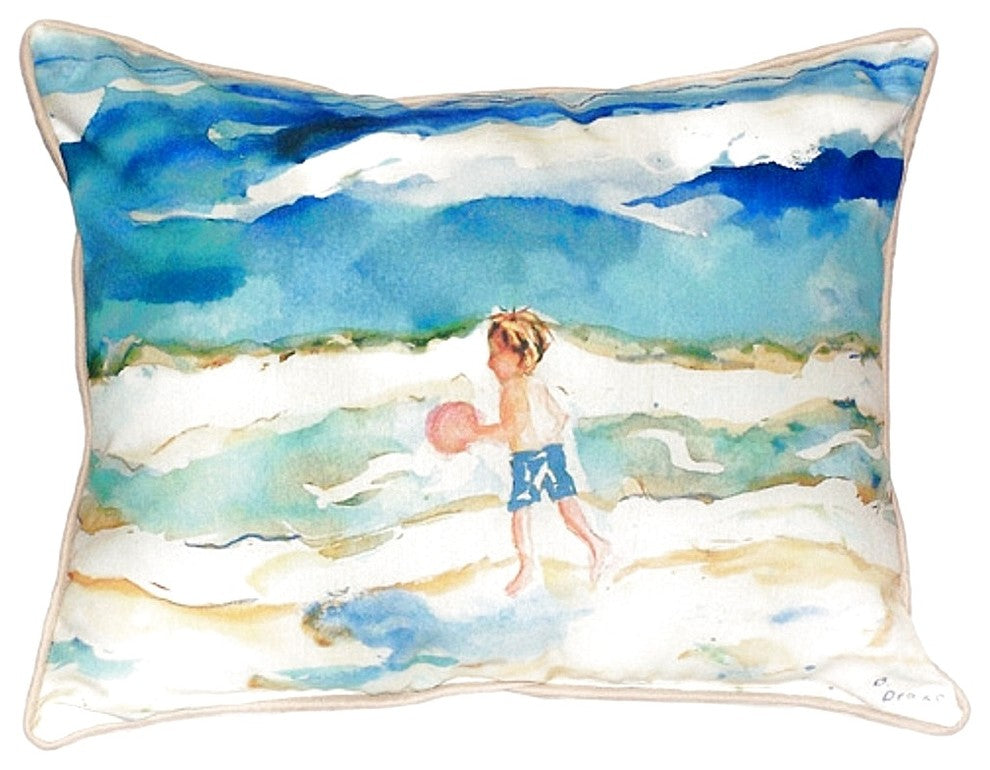 Boy and Ball Large Indoor/Outdoor Pillow 16x20