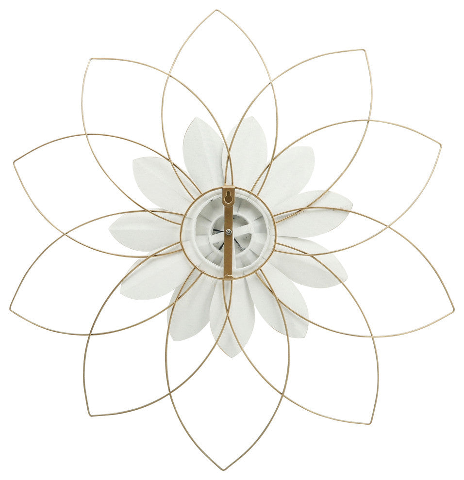 Metal 25" Wall Flower, White/Blue
