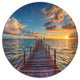 Brilliant Sunrise Over Sea Pier, Modern Bridge Round Wall Art, 36"