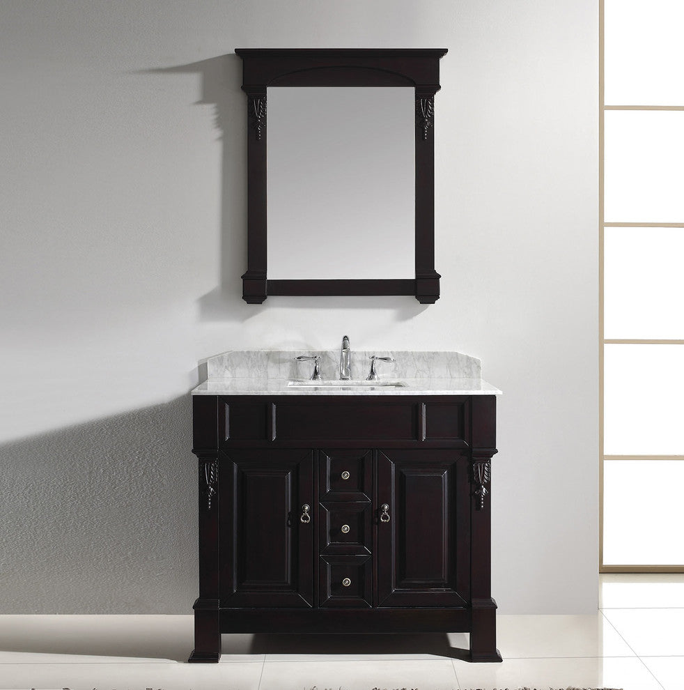 Virtu Huntshire 40" Single Bathroom Vanity, Dark Walnut, Mirror