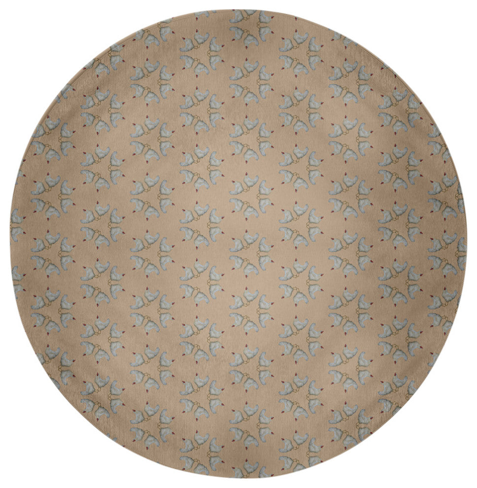 Chickens-go-round Easter Chenille Rug, Basswood Brown, 5' Round