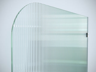 40"x78" Frameless Shower Door, Single Fixed Panel Fluted Radius, Polished Chrome, 40" Right
