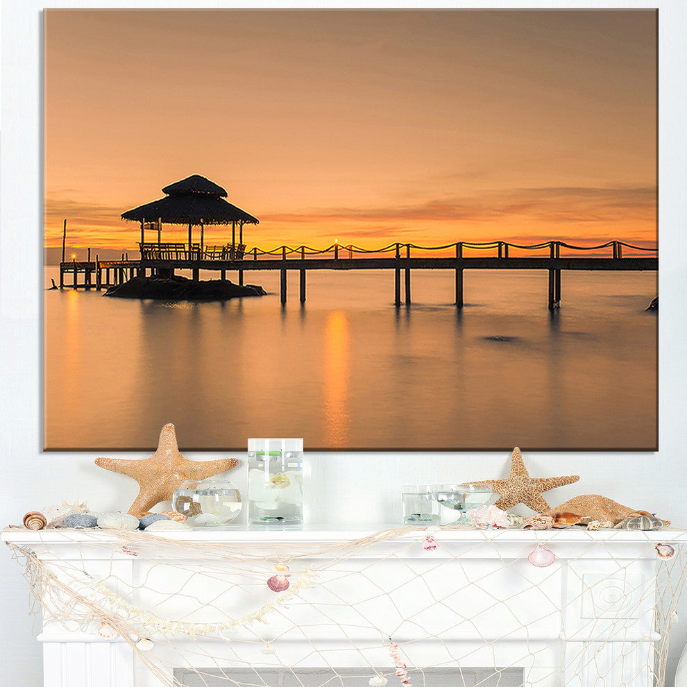 "Wonderful Wooden Pier And Hut Phuket" Sea Pier and Bridge Wall Art, 40"x20"