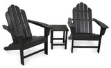 Polywood Long Island Adirondack 3-Piece Set, Black