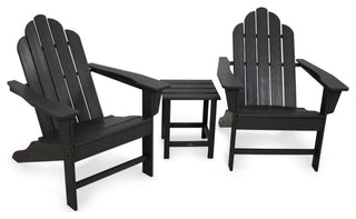 Polywood Long Island Adirondack 3-Piece Set, Black