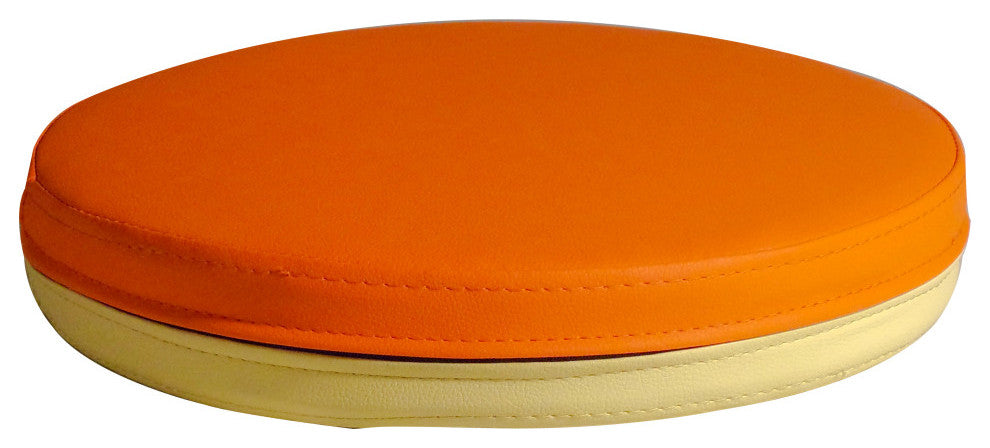Round Leather Seat Cushion for Stool, Orange/Yellow