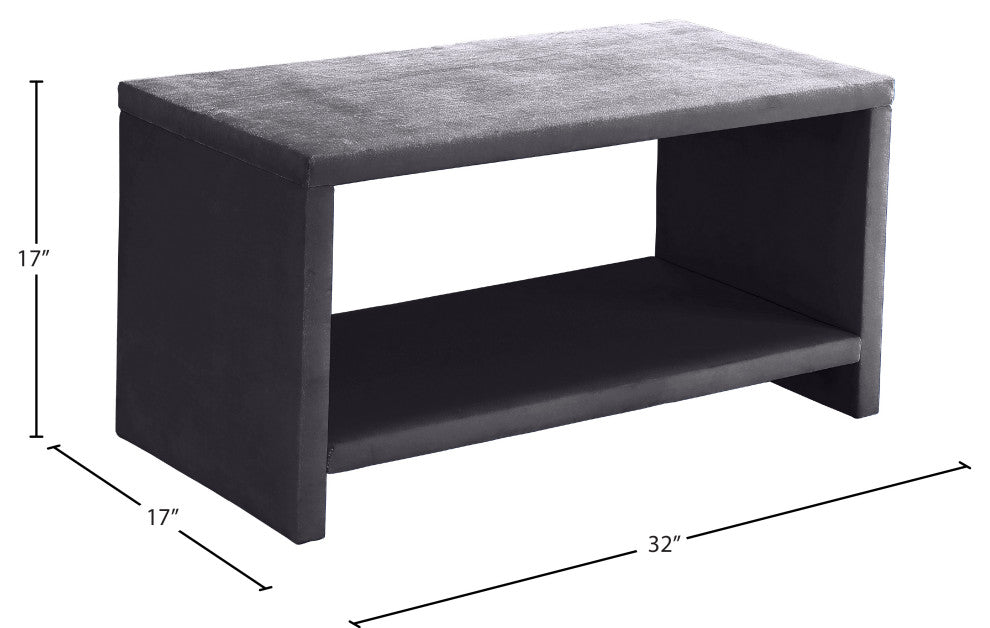 Cleo Velvet Night Stand, Gray