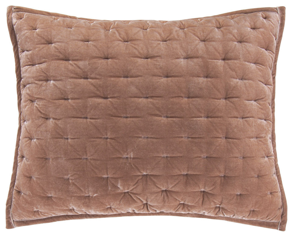Stella Faux Silk Velvet Pillow Sham, 1PC, Dusty Rose, King