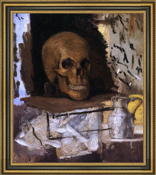 Paul Cezanne Still Life: Skull and Waterjug Framed Premium Canvas Print, 20"x25"