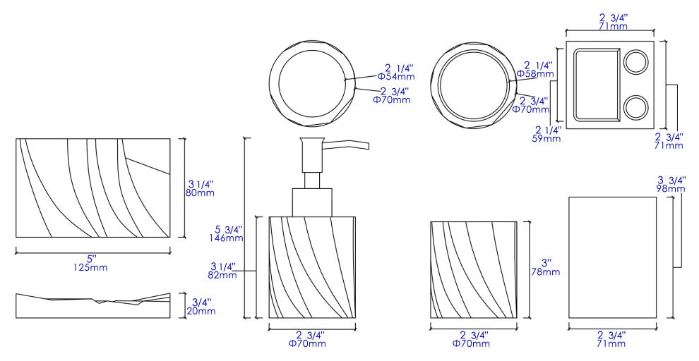 Alfi Brand Abco1019 4 Piece Solid Concrete Bathroom Accessory Set