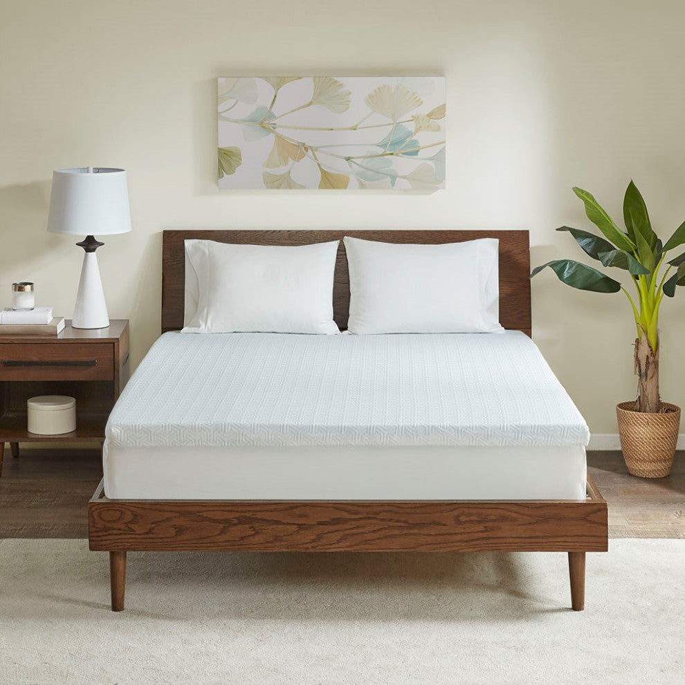 Sleep Philosophy 2" Memory Foam Mattress Topper, White, Full