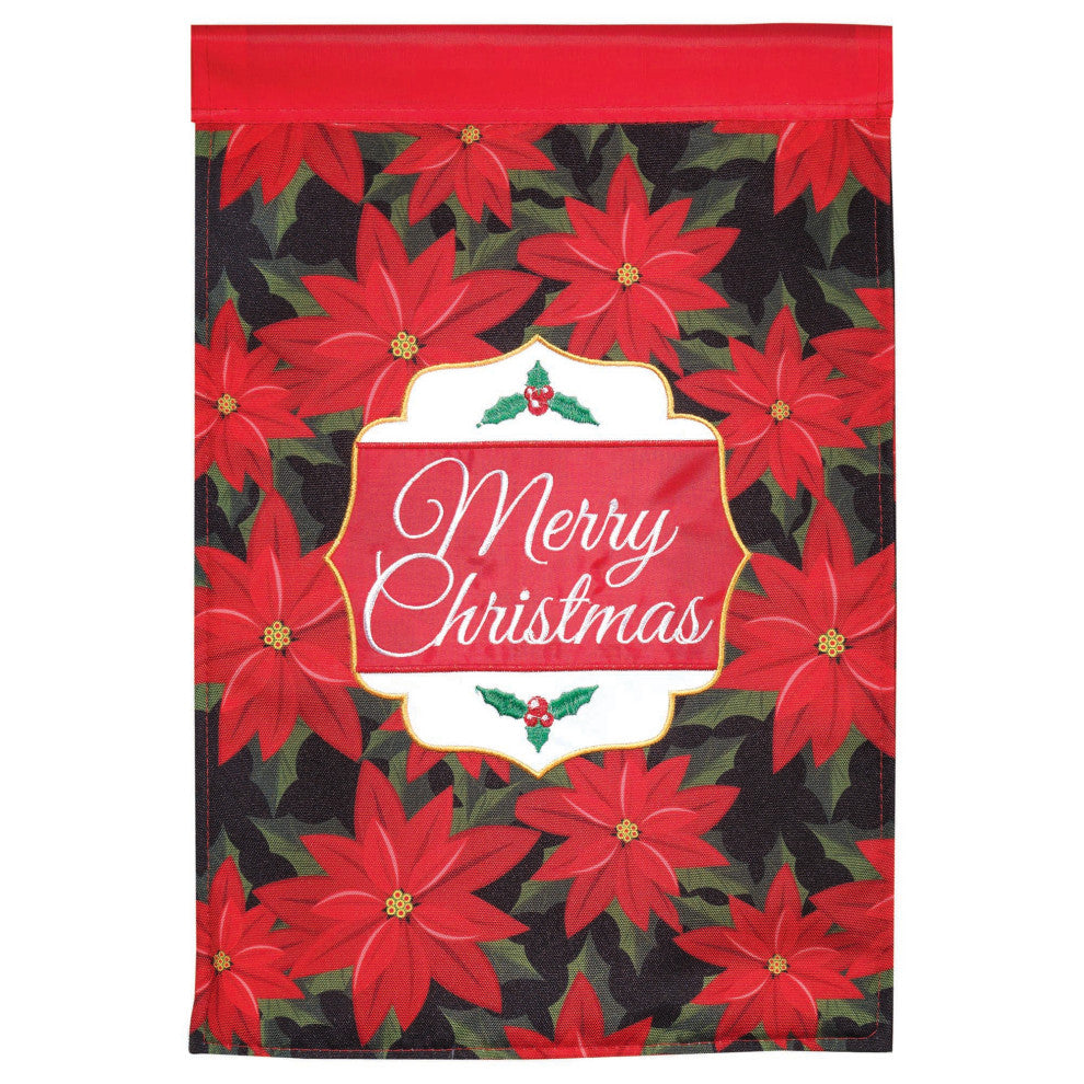Poinsettia Double Applique Large Flag