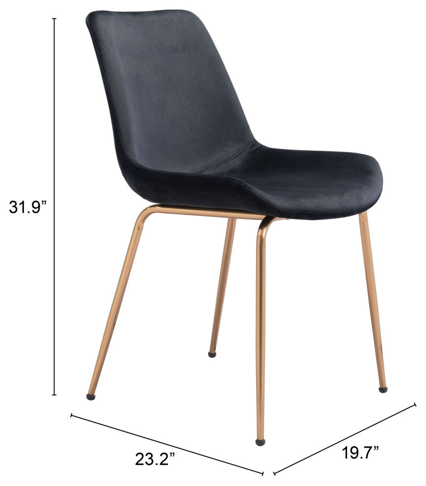 Dining Chair, Set of 2, Steel Metal, Fabric, Black, Gold, Kitchen Cafe Bistro
