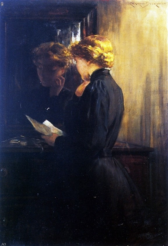 James Carroll Beckwith The Letter, 18"x27" Gallery Wrapped Canvas Print