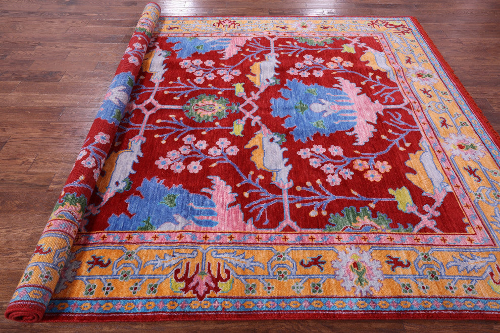 8' 0" X 9' 10" Turkish Oushak Hand-Knotted Wool Rug - Q15389
