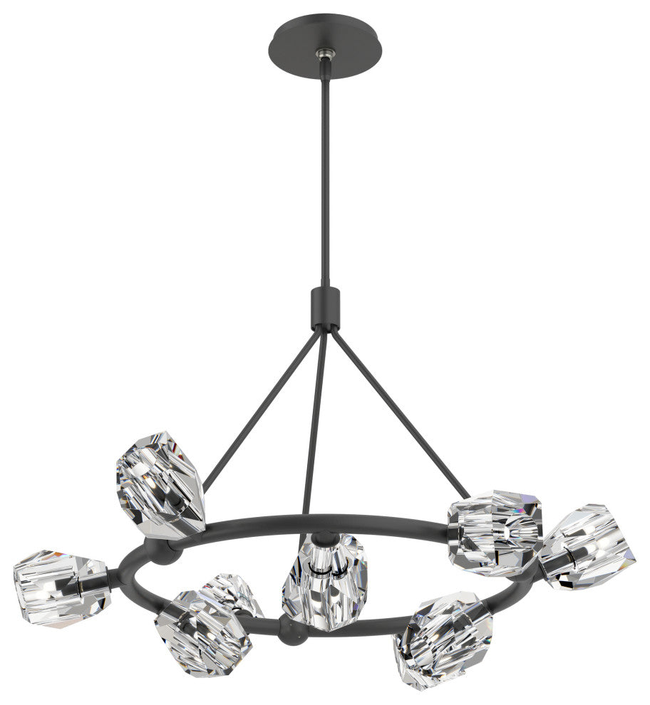 Gatsby 9-Light Ring Pendant - Black - Crystal