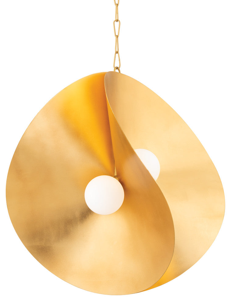 Peony 4 Light Large Pendant Gold Leaf